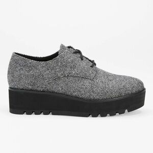 Eileen Fisher Eddy Tweed Platform Oxford Size 7.5 Dark Grey New Never Worn